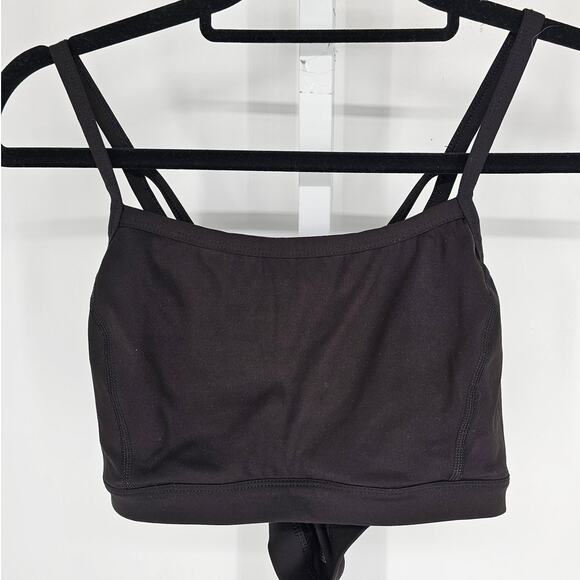 Athletic Works Womens Sz L (12-14) Medium Impact Sports Bra Black Strappy - Picture 1 of 3